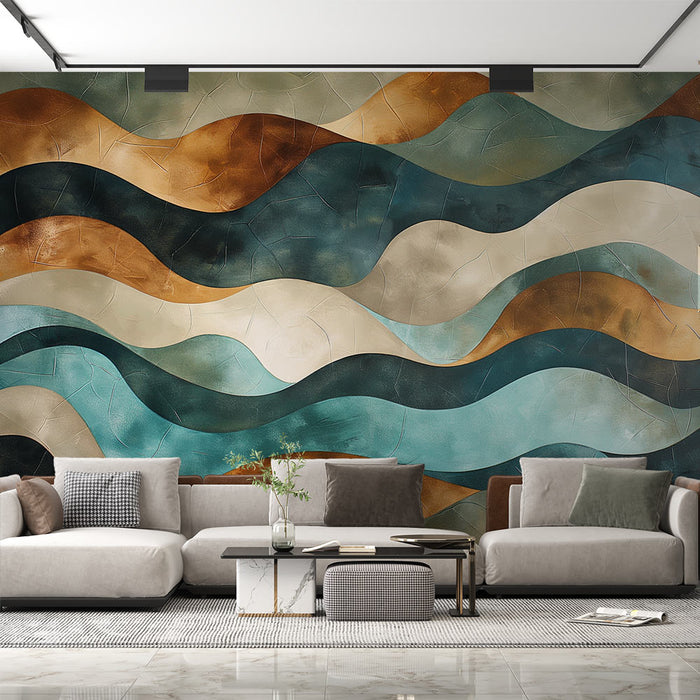 Abstract Mural Wallpaper | Wave onder Cracked Paint