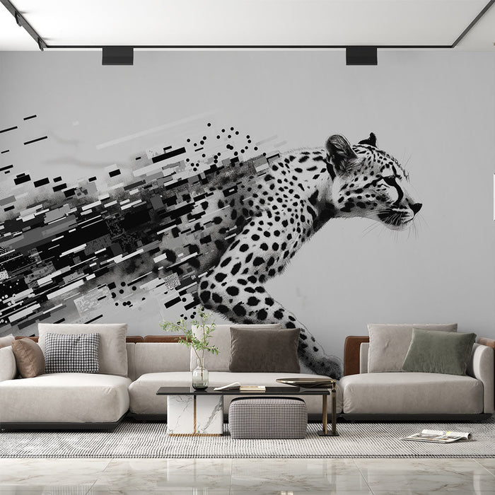 Pixel Foto Behang | Leopard Leap