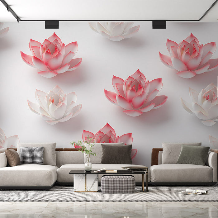 Mural Wallpaper Ancient Egypt | Red Lotus Flowers