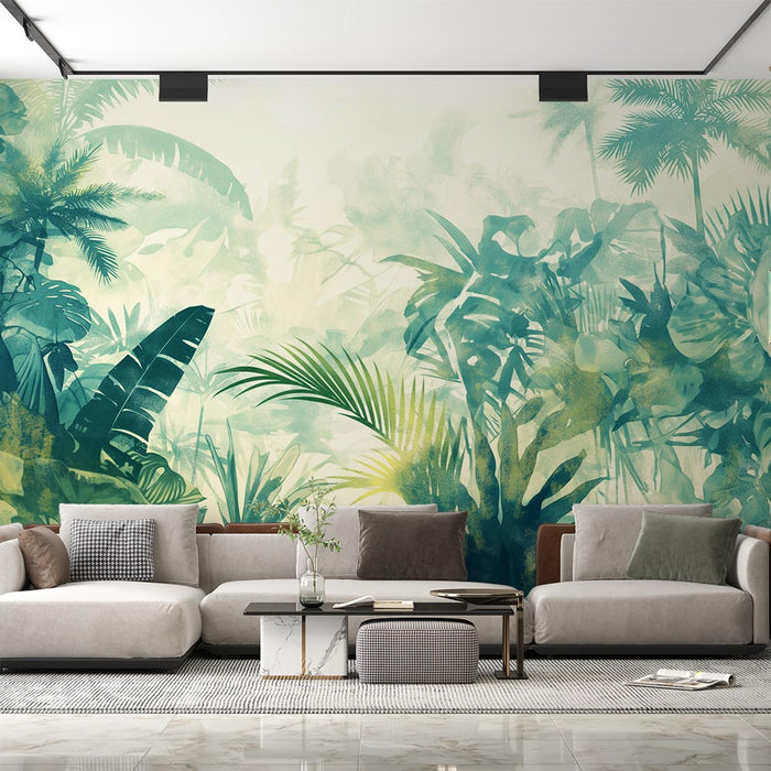 Zelena Jungle Mural Wallpaper | Kot vodna barva