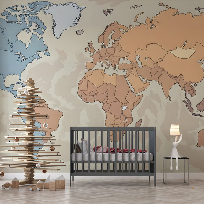 Χάρτης του κόσμου ταπετσαρία | Καλλιτεχνική παστέλ εικονογράφηση