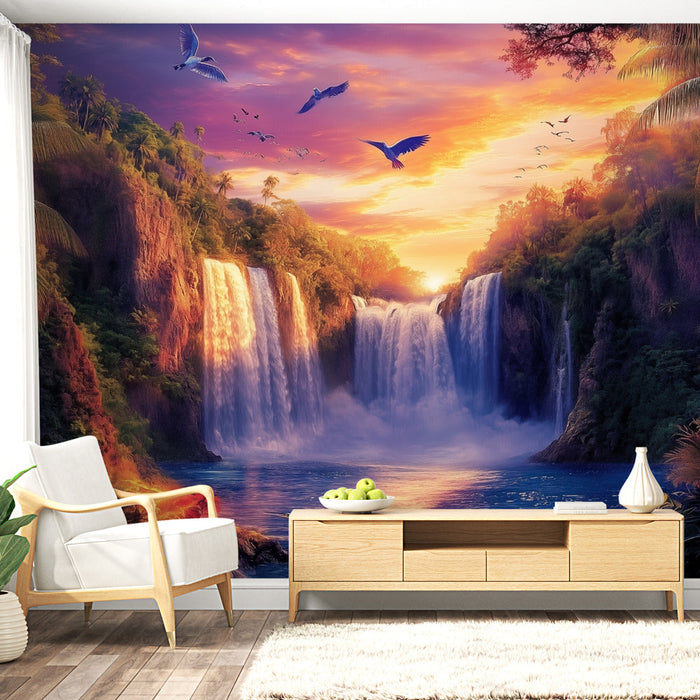 Tapete tropischer Wasserfall | Exotische und lebendige Landschaft