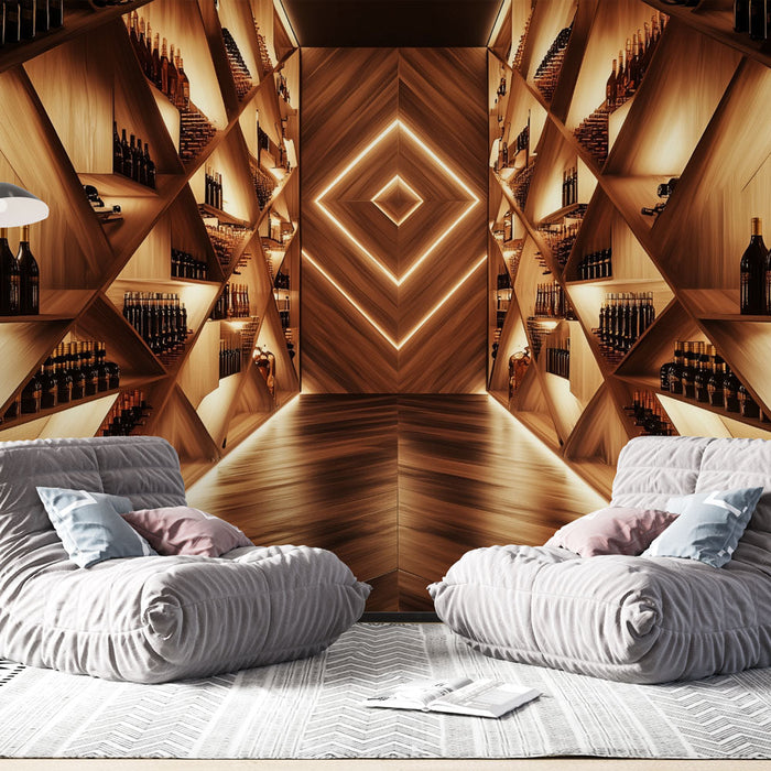 Muraaltapeet veinikelder | Geomeetriline ja ere disain