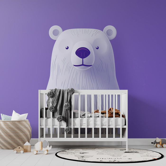 Papel de parede Urso Branco | Design 3D em Fundo Roxo