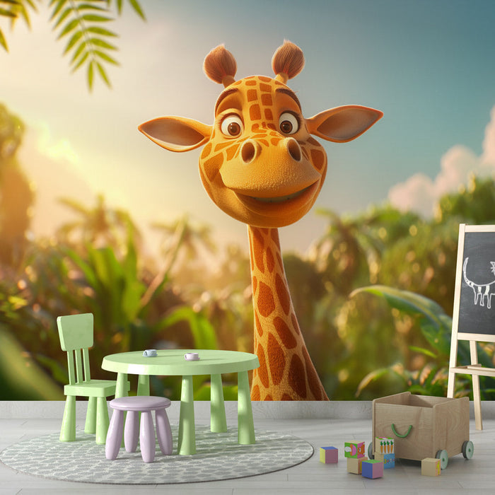 3D Giraffe Mural Wallpaper | I hjertet av jungelen Panoramisk