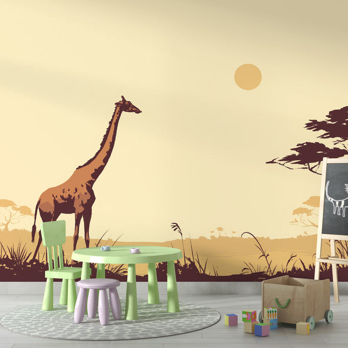 Giraffe Mural Wallpaper | Sun in the Savannah