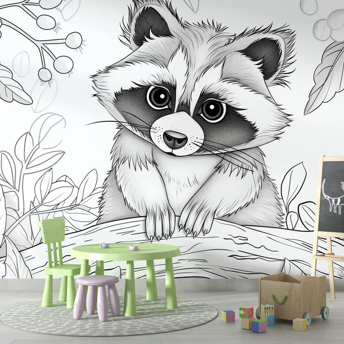 Papel pintado de murales | Mapache adorable