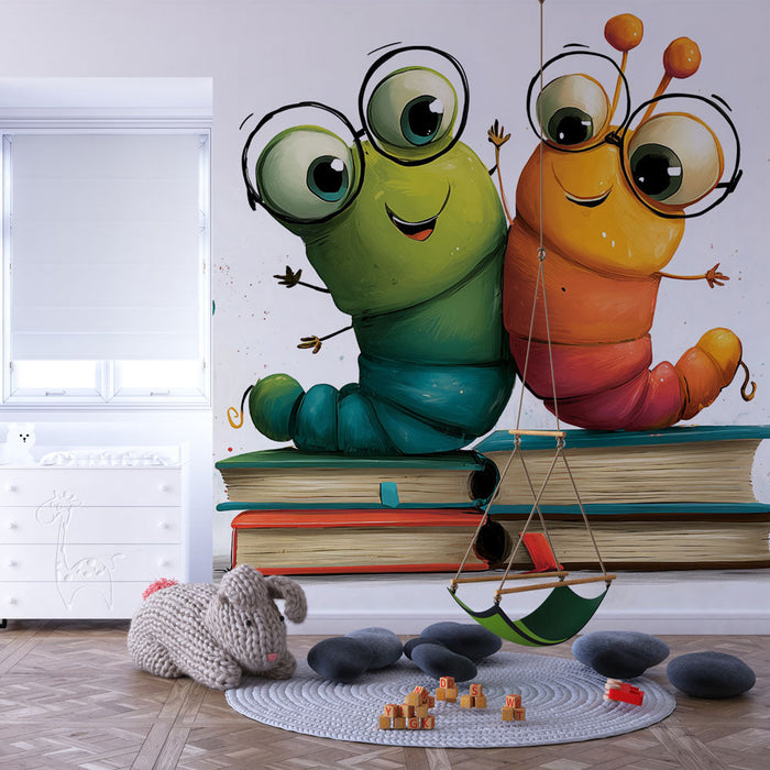 Fotótapé mosolygó hernyók | Színes illusztráció gyerekszobába