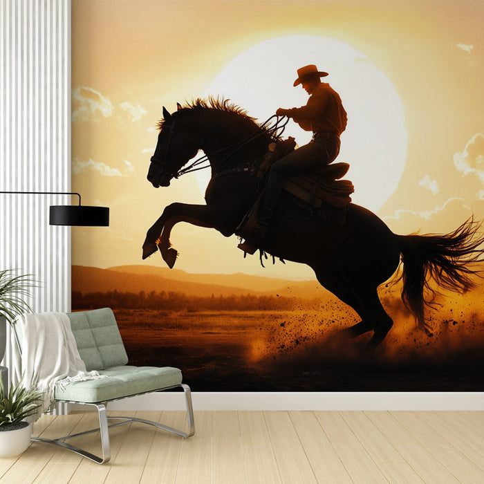 Стенопис тапет ездач | Бягство при залез слънце