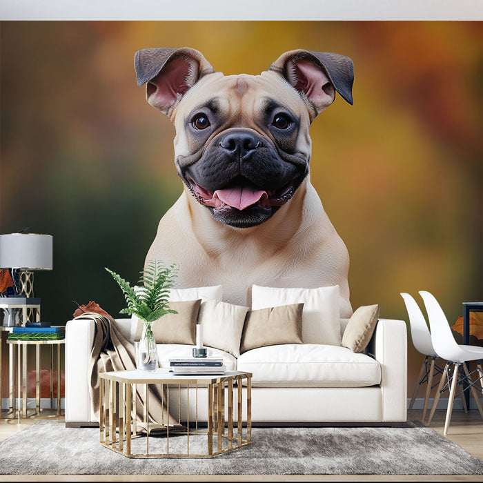 Mural Wallpaper happy dog | Autumn scene
