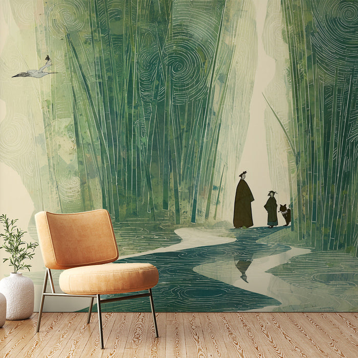 Ταπετσαρία μπαμπού | Ειρηνική εικονογράφηση