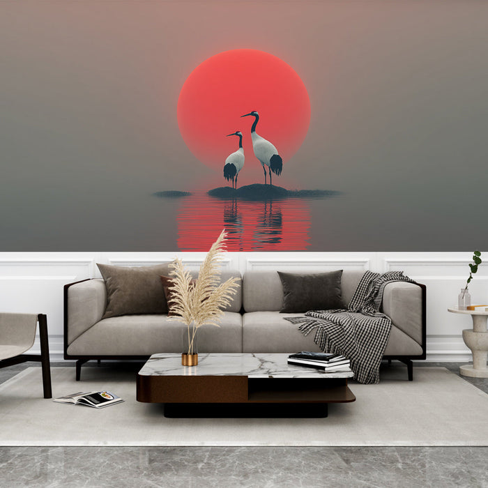 Carta da parati Gru | Eleganza al tramonto