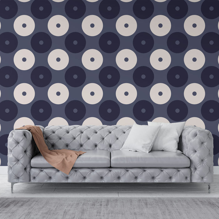 Fototapet geometriska cirklar | Modern blå och vit design