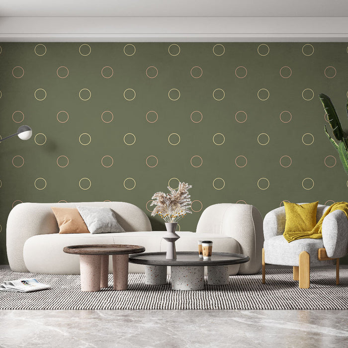 Foto Behang polka dots | Minimalist olijfgroene cirkel