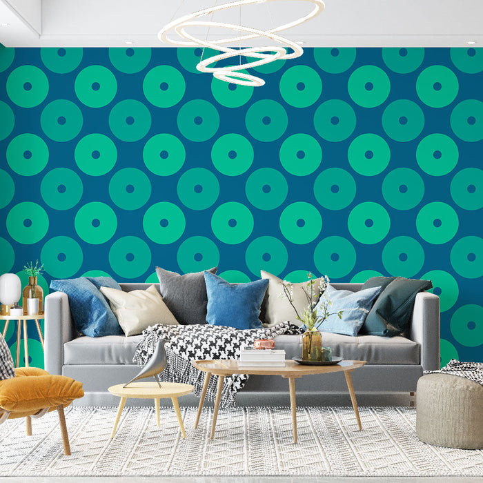 Mural Wallpaper green circles | Modern geometric pattern
