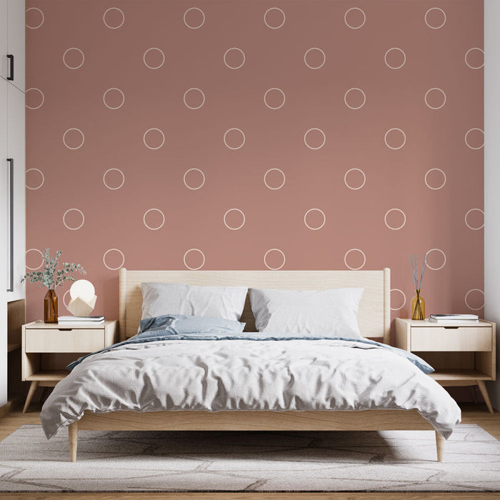 Tapete mit Punkten | Retro-Design auf rosa Hintergrund