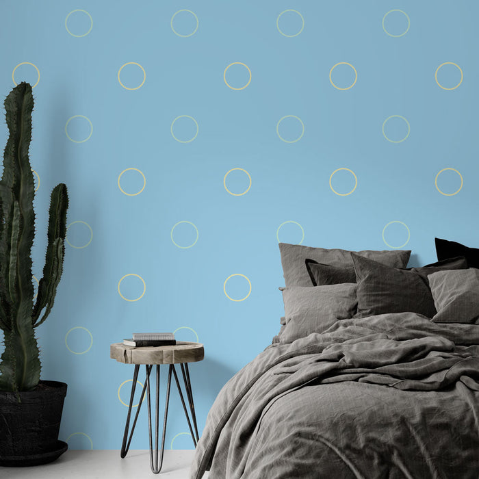 Papel de parede com pontos | Azul céu com padrões circulares