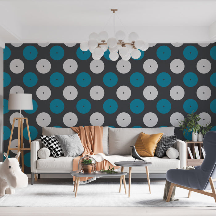 Papel de parede geométrico | Padrão de círculos azuis e brancos