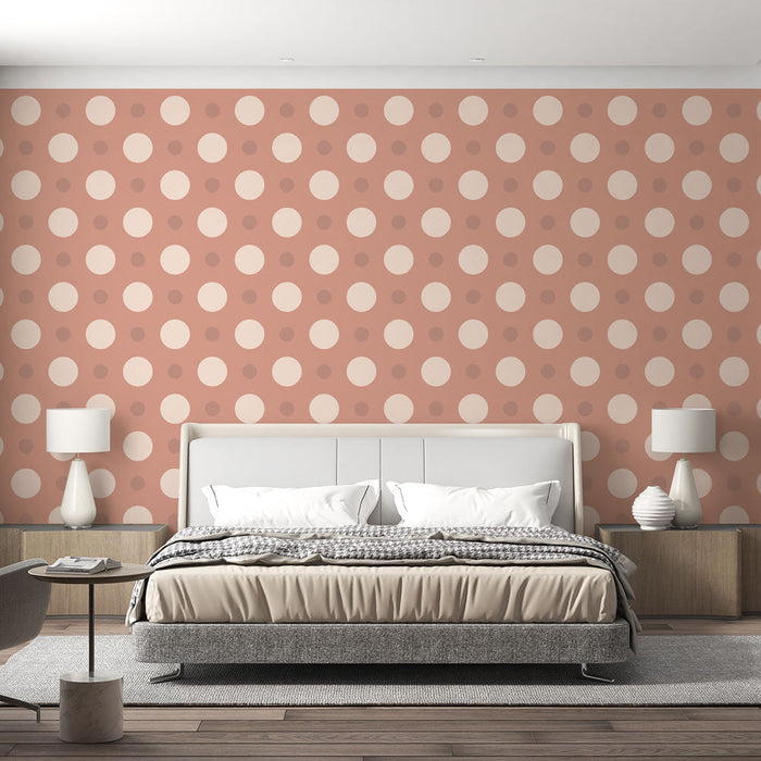Tapet med prickar | Retro rosa och beige mönster
