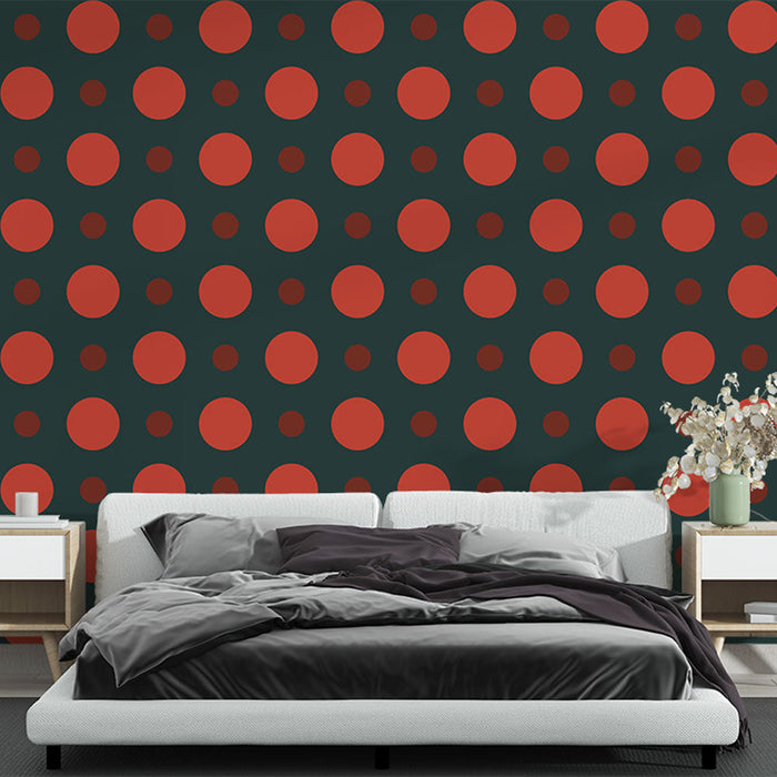 Fototapet geometrisk | Røde prikker på sort baggrund