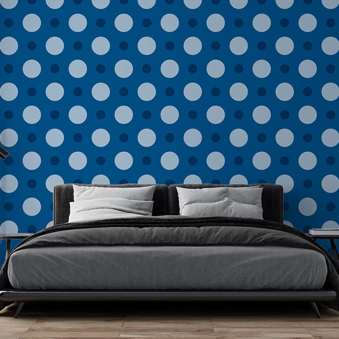 Carta da parati con punti | Motivo blu e bianco