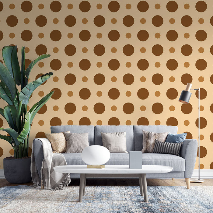 Tapete mit Punkten | Retro braunes und beiges Design