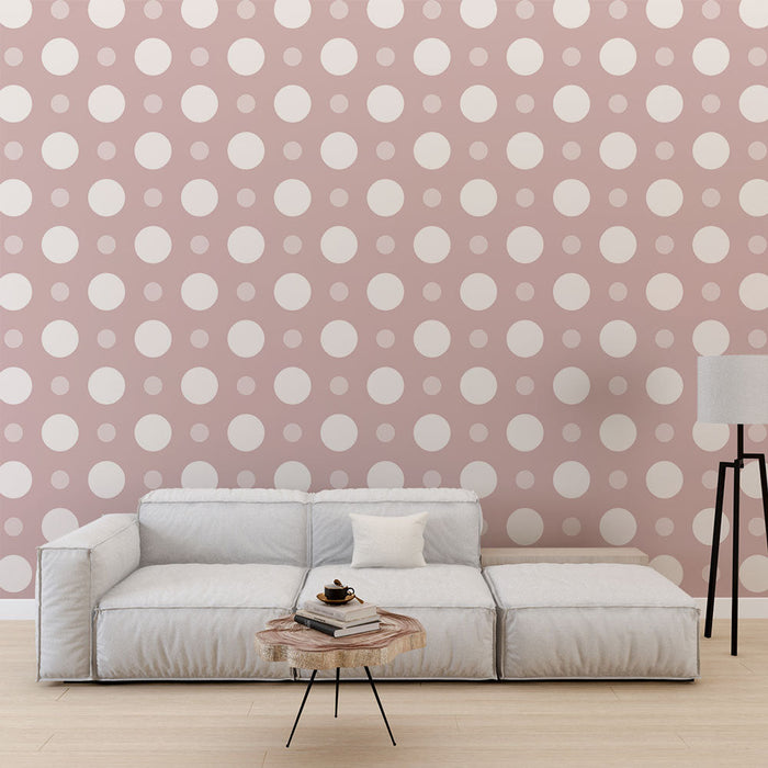Papel de parede bolinhas | Fundo rosa e pontos brancos