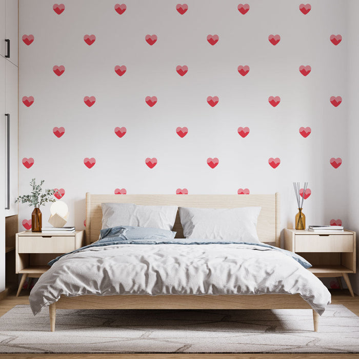 Tapeta srca | Ružni uzorak malih srca na bijeloj pozadini