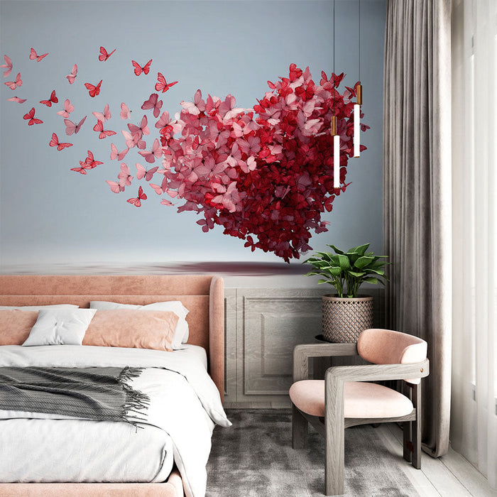 Tapet cu fluturi | Inimă grațioasă în gradient de trandafiri