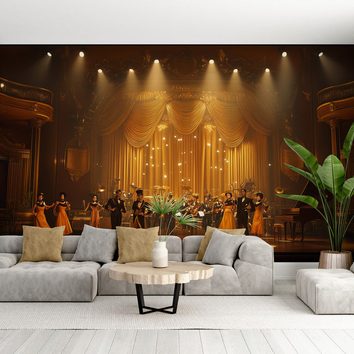 Mural Wallpaper vintage theater | Golden and elegant ambiance