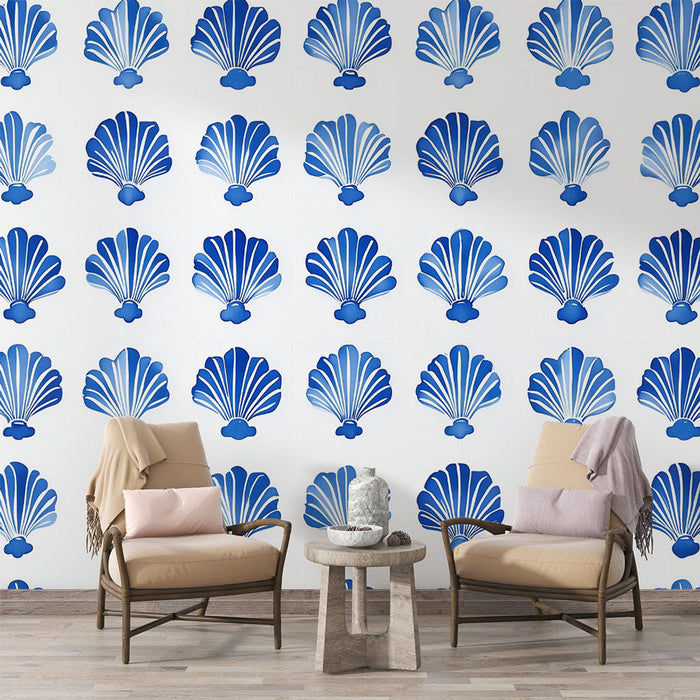 Ταπετσαρία κελύφους | Σχέδιο σε μπλε και λευκό