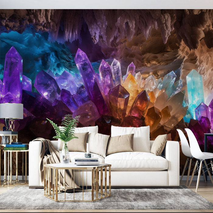 Fantastični kristali tapeta | Mističen in svetleč vesolje