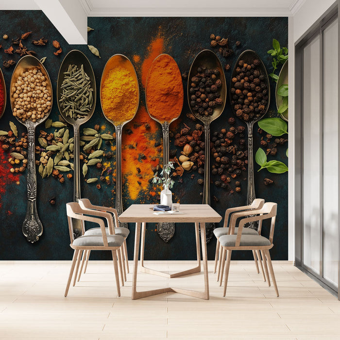 Μουσαμάς ταπετσαρία καρυκεύματα | Παλέτα ζωντανών χρωμάτων