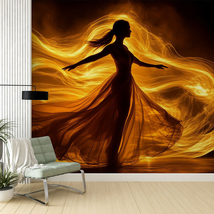 Papel pintado Dance of Light | Silueta etérea en calidez ardiente
