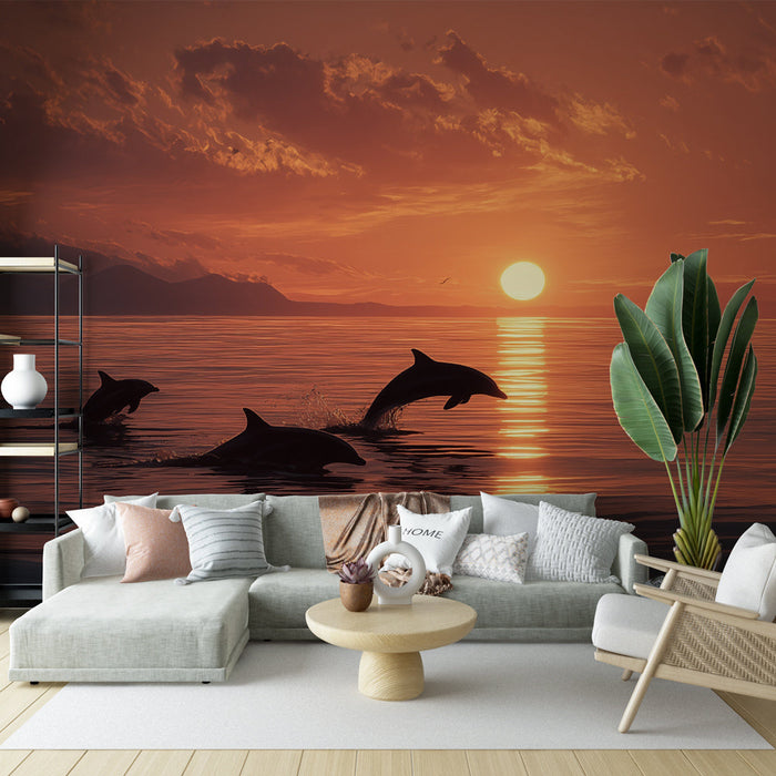 Carta da parati delfini | Tramonto marino