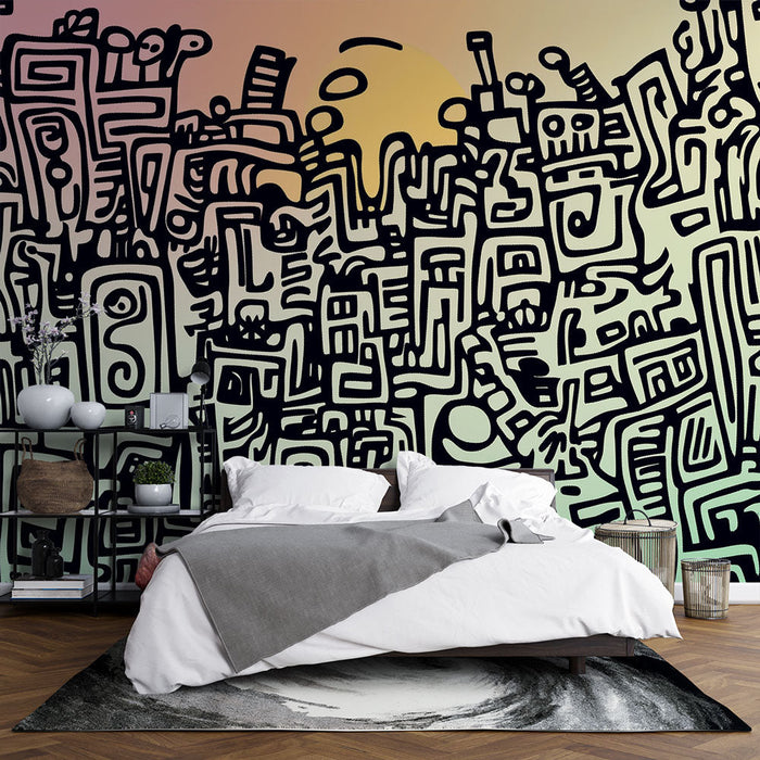 Tapeta | Kolorowe wzory labiryntu