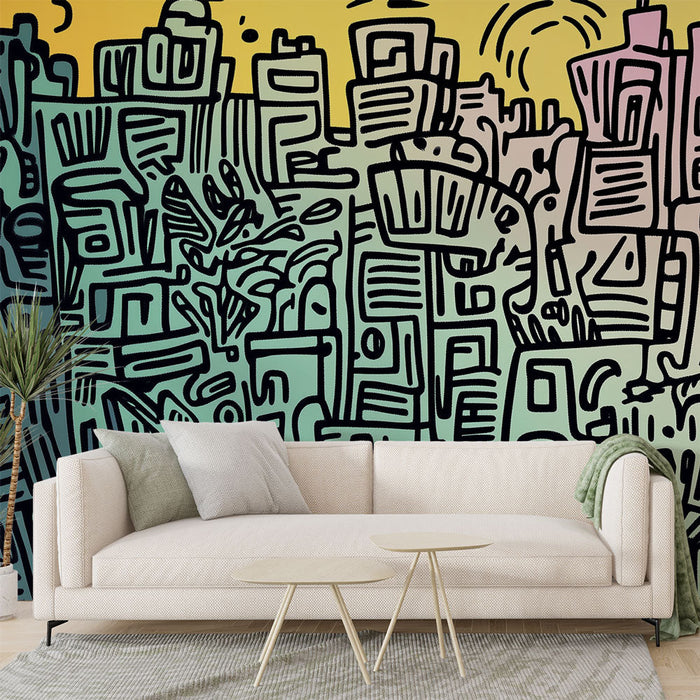 Mural Wallpaper abstract | Multicolored urban design