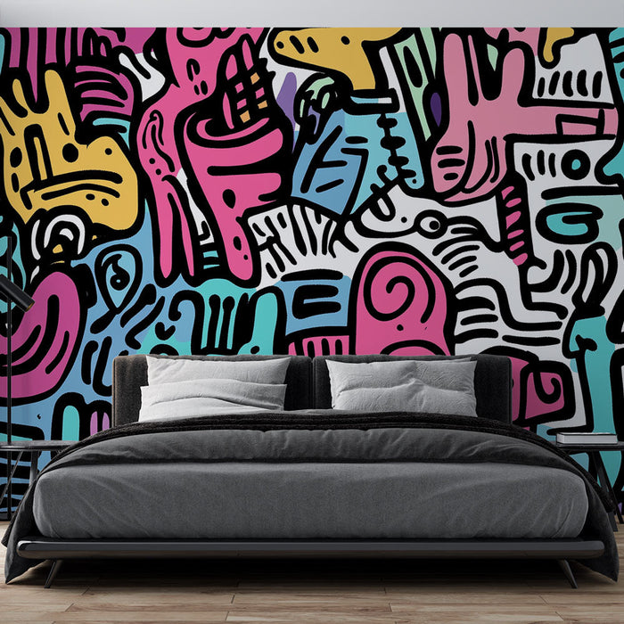 Mural Wallpaper abstract | Colorful graphic design — WonderMural