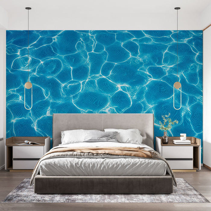 Carta da parati con effetto ondulato | Riflessi blu brillanti