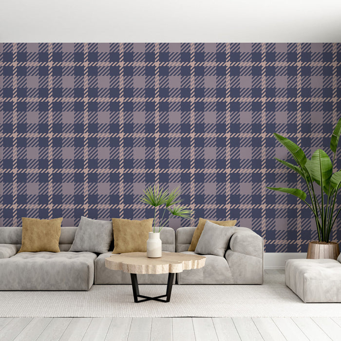 Papel de parede Tartan | Azul Marinho e Malva