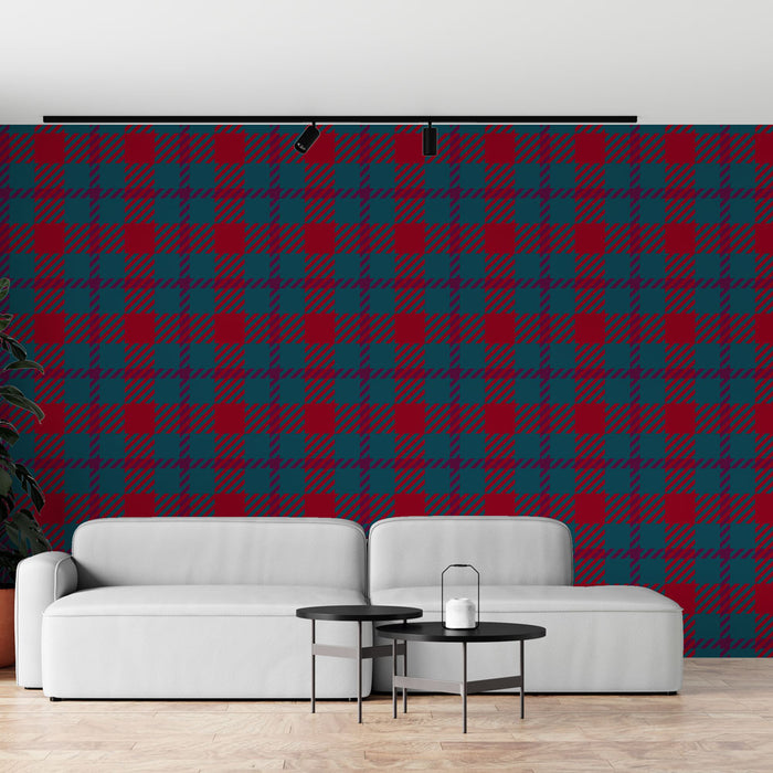Ταπετσαρία τοίχου tartan | Κλασικό Κόκκινο και Μπλε