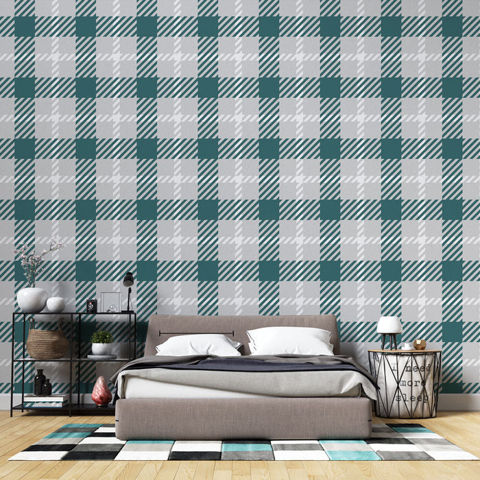 Fototapet skotsk | Grøn og hvid ternet mønster