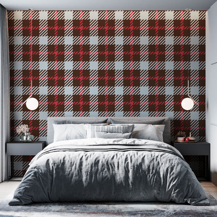 Tapete tartan | Klassisches rotes und braunes Muster