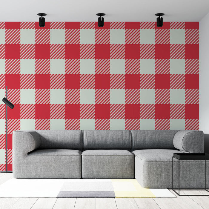Tapeta vichy | Klasyczny czerwono-biały wzór