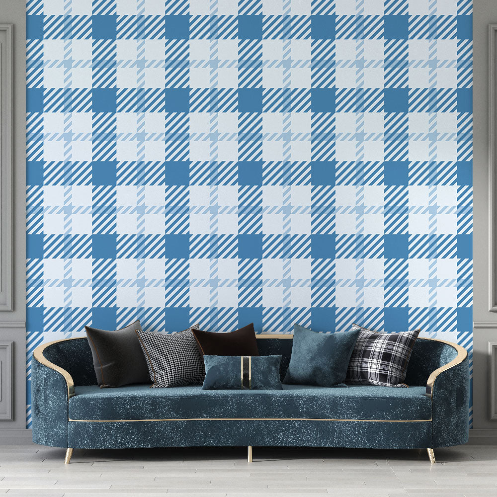 Foto Behang vichy | Klassiek blauw en wit patroon — WonderMural, image size:1000x1000