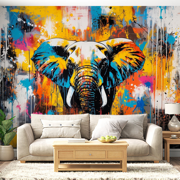 Mural Wallpaper Elephant | Multicolored Abstract Art