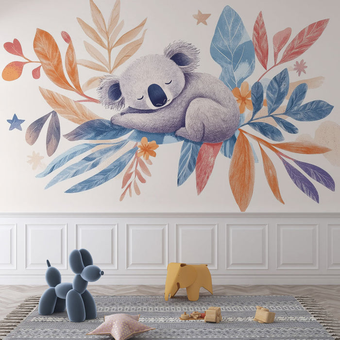 Mural Wallpaper Koala | Ilustrație drăguță și colorată