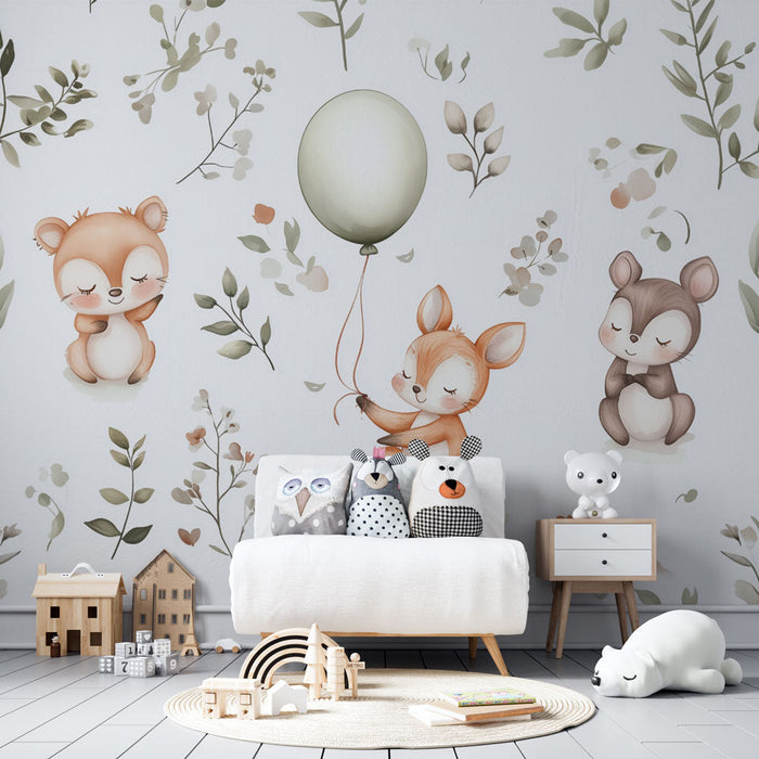 Mural Wallpaper forest animals | Adorable design for children's room