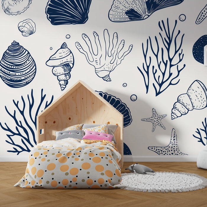 Foto Behang marine | Schelp- en koraalpatronen