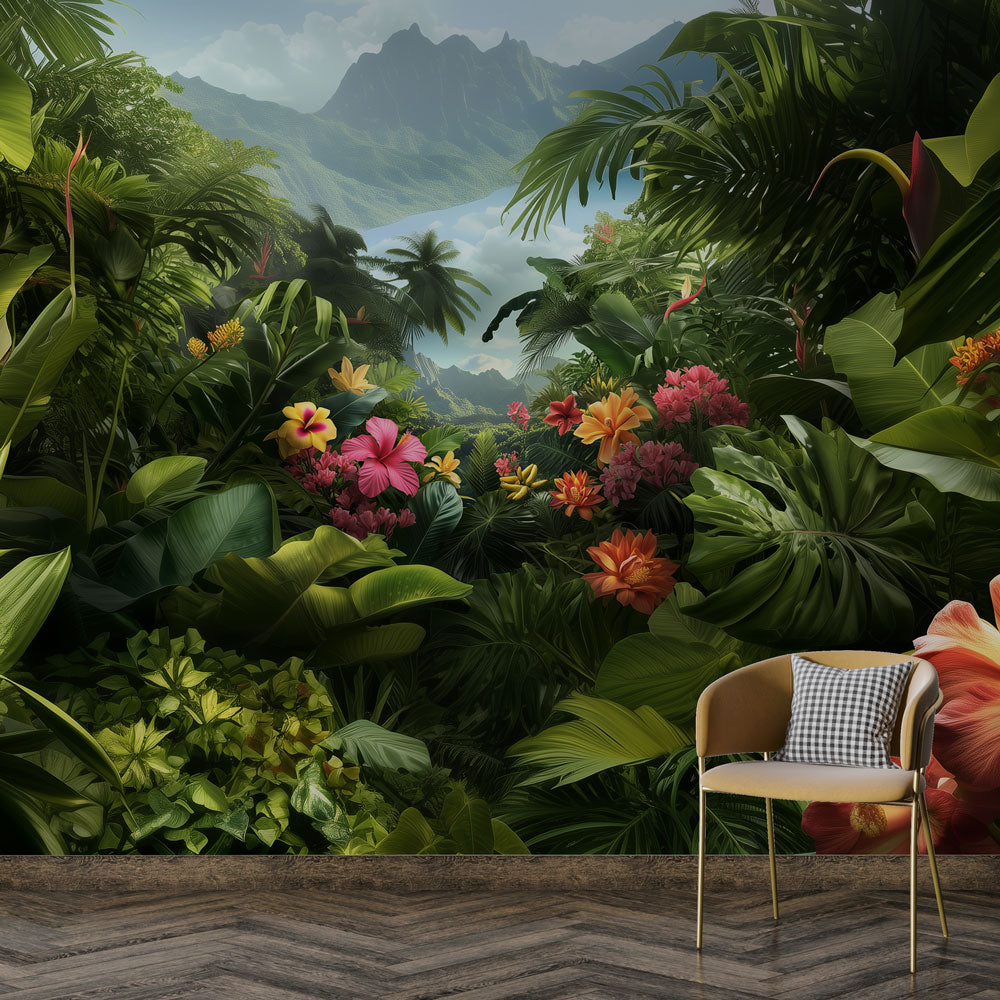 Mural Wallpaper tropical jungle | Lush exotic escape — WonderMural